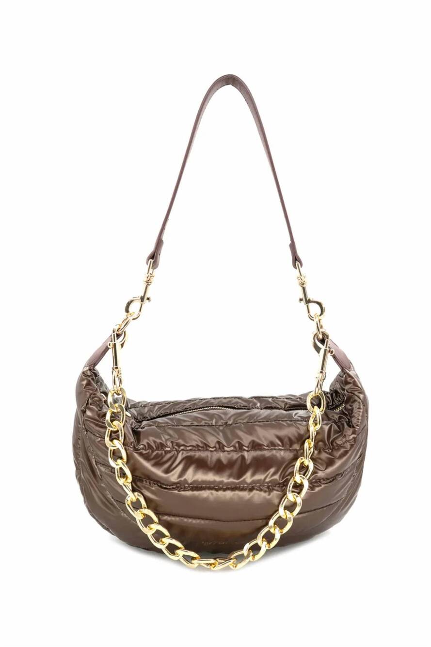 NEW BC HANDBAGS women's puffer handbag with 3 straps in brown
